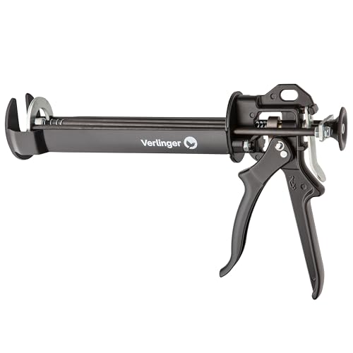 VERLINGER Pistolet Extrudeur Résine Expansive 380-420 ml - Presse à Cartouche Rapport de Poussée 25:1, Applicateur Colles, Résines et Ancrages Chimiques, Aluminium Acier Noir