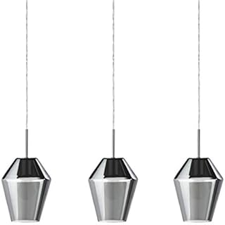 EGLO Pendant lighting Murmillo, 3 bulb ceiling light fitting made of steel in chrome and smoked glass, hanging lamp for dining table and living room, E27 socket