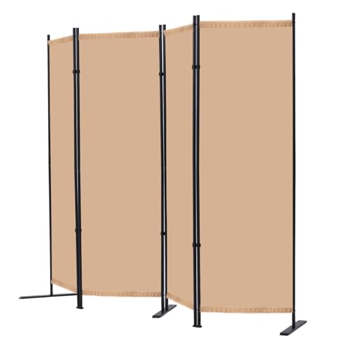 RANTILA 4 Panel Room Divider, 6 FT Folding Privacy Screen with Wide Feet, Freestanding Partition for Room Separation, Portable Room Divider Panel, 89" W x 71" H, Beige by RANTILA - Used condition - Image 2
