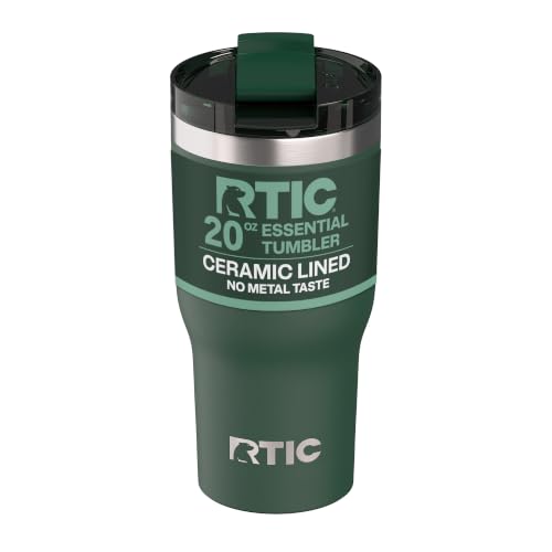 RTIC 20oz Essential Tumbler with Lid, Ceramic Lined, Dark Pine