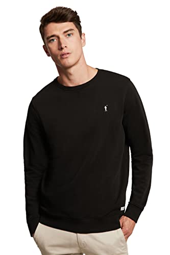 POLO CLUB Sudadera orgánica Negra con Cuello Redondo de Hombre