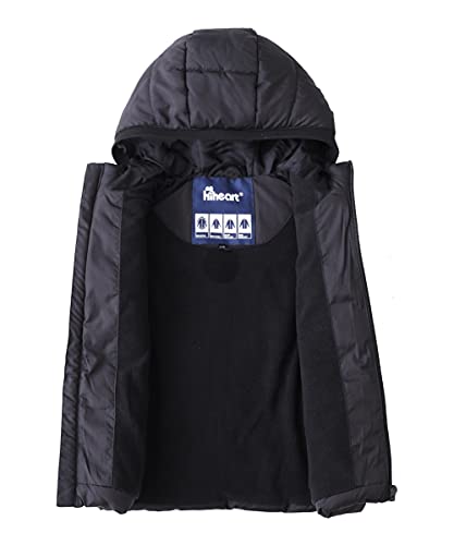 Hiheart Boys Zip-Up Fleece Lined Cotton Padded Vest With Hood Black 7-8 #TOP2