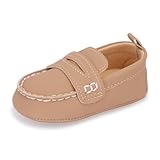 LONSOEN Baby Girls Boys Loafers Prewalker Dress Crib Shoes 12-18 Months,BAY230 Khaki 13
