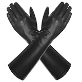 Harssidanzar Damen Ellenbogen Long Opera Lederhandschuhe GL014,Schwarz,Größe XL
