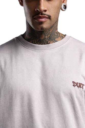 Image of DUIT Men's Printed Round Neck Cotton Blend T-Shirt White Color