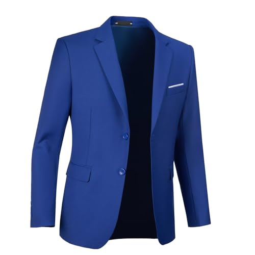 Mens Suit Casual Jacket Sport Coat 2 Button Men Blazer Slim Fit Jackets with Pockets Business Suits Coats Royal Blue Medium