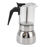 Ldafava Glass Moka Pot de acero inoxidable Cafetera italiana resistente al calor de acero inoxidable para el diseño elegante para el hogar y el café para los amantes del espresso (200 ml)