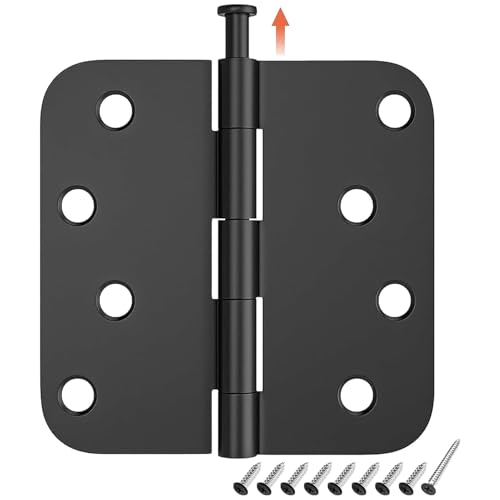 HOSOM 18 Pack Rounded Door Hinges 4 Inch 5/8'' Radius Corner, Matte Black Exterior & Interior Door Hinge for Entryway, Patio, Playhouse & More by HOSOM - Used condition - US$29.04