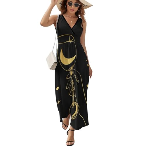Robe longue d'été légère avec col V fluide pour un confort thermique optimal