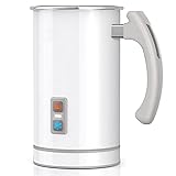 Milk Frother, Stainless Steel 16.9oz/3.4oz Electric Milk Steamer, Hot and Cold Foam Maker and Milk Warmer for Latte, Cappuccinos, Macchiato, Hot Chocolate Milk, 650W, 120V, Fashion White