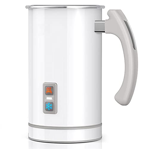 Vprool Milk Frother, Stainless Steel 16.9oz/3.4oz Electric Milk Steamer, Hot and Cold Foam Maker and Milk Warmer for Latte, Cappuccinos, Macchiato, Hot Chocolate Milk, 650W, 120V, Fashion White