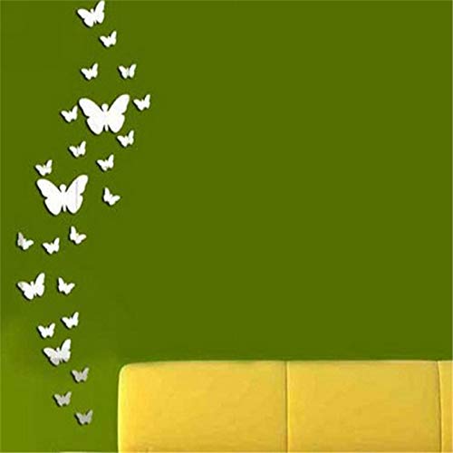 Butterfly Mirror Wall Stickers Acrylic Wall Decals For Wall Decor Home Decor (30Pcs Butterfly-Silver) #TOP7