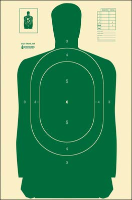 100 Pk, Texas Concealed Handgun License B-27 Training Target Features Only 5-4-3 Point B-27 Scoring System Printed and Has Faded Numbers to Avoid Distracting The Shooter Green Size: 24" X 45"