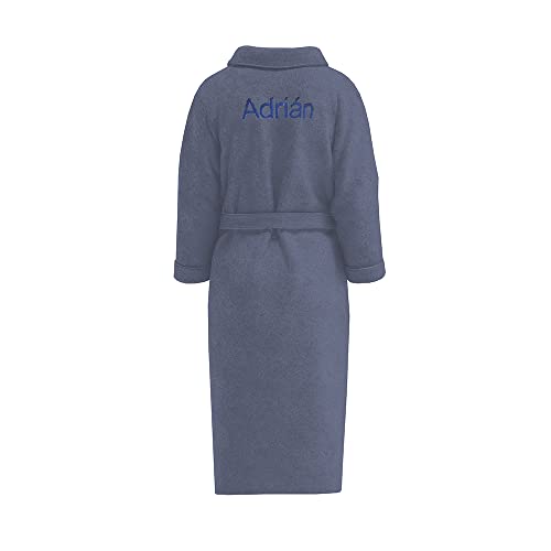 CALLE DEL REGALO Albornoces bordados con el nombre que quieras a la espalda (Gris, XL)