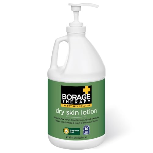 ShiKai Borage Therapy Dry Skin Lotion Body Moisturizer (64 oz) Unscented Skincare | Hydrating Lotion for Eczema, Dry Hands & Body | With Oatmeal, Shea