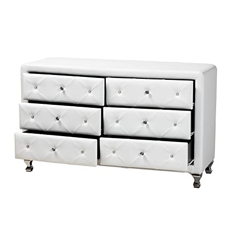 Baxton Studio Bbt2030-Dresser-White Storage-Chests, 21.6" X 51.75" X 18", White #TOP1