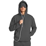 Ainangua Mens Oversized Pullover Essentials Hoodie with Eye Mask Built In Comfor Airplane Mode Travel Sleep Wearable Blanket(Dark-gray,M)