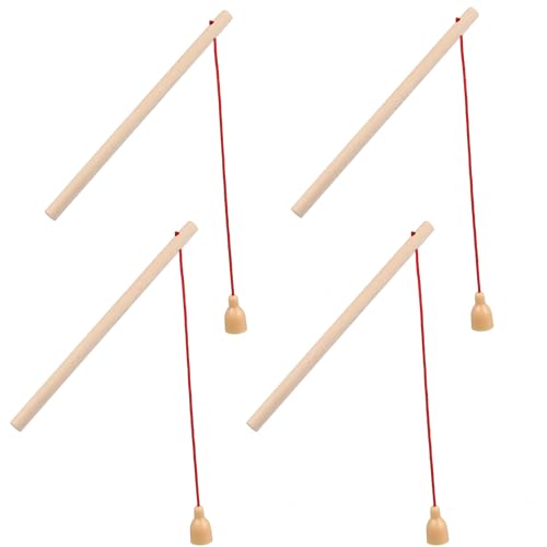 Haktoys Wooden Magnetic Fishing Rods – Set of 4 Replacement Poles Made to Fit Most Wooden Fishing Games – Not Compatible with All Sets