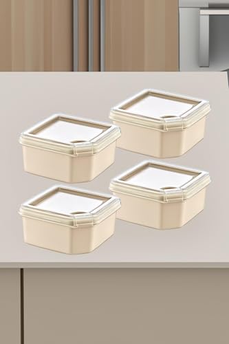 Q-Box Saklama Kabı, 4'lü, Latte, 350 ml