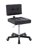 1stuff® Rollhocker mit Lehne LEHNO - Sitzhöhe bis ca. 67cm - hohe Belastung* - große PU-Rollen - Drehhocker Praxishocker Arbeitshocker Arzthocker Kosmetikhocker Bürohocker Bürostuhl (schwarz)