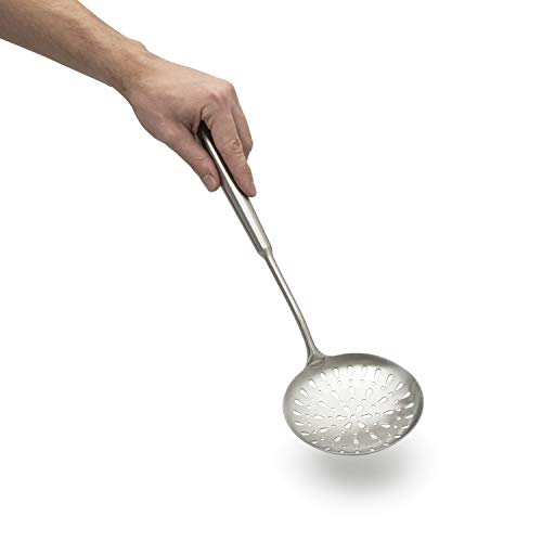 Silverio Slotted Fat Skimmer Spoon - 16 Inch Large Restaurant Quality Stainless Steel Strainer For Wok Cooking - Complete With Heavy Duty Meat Shredder Claws For Pulled Pork Or Chicken #TOP4