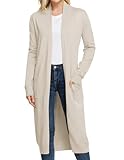 Women Duster Cardigans Lightweight Cardigans for Women with Pockets Beige M
