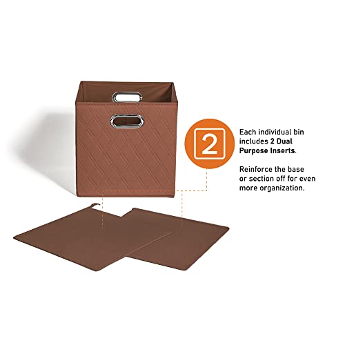 JIAessentials Brown Foldable Storage Baskets Cube Bins Storage Organizers With Handles For Living Room , Bedroom, Office Storage, Closet, And Shelves 13 Inch Set Of 2 by JIAessentials - Used condition - Image 8