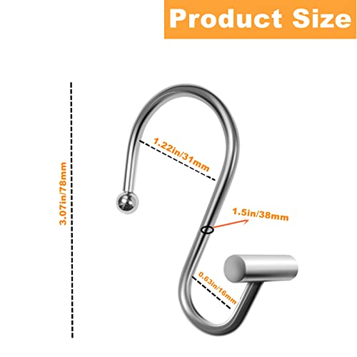 Shower Curtain Hooks，Set Of 12 Premium Rust-Resistant Metal Shower Hooks Hangers T Shaped Design，Decorative Shower Curtain Rings For Bathroom Shower Curtains Rods (Silver) #TOP1