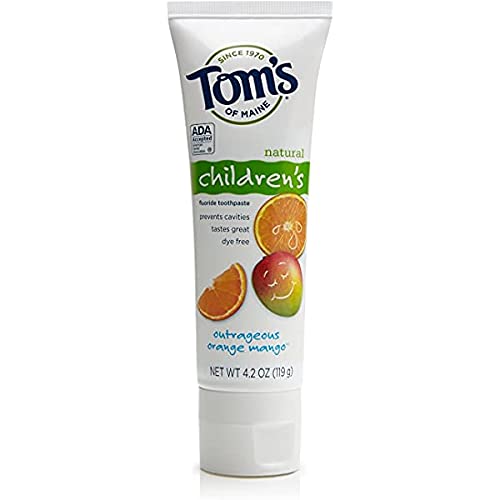 Tom’s of Maine Anticavity Fluoride Children’s Toothpaste, Outrageous Orange-Mango – 4.2 oz – 2 pk