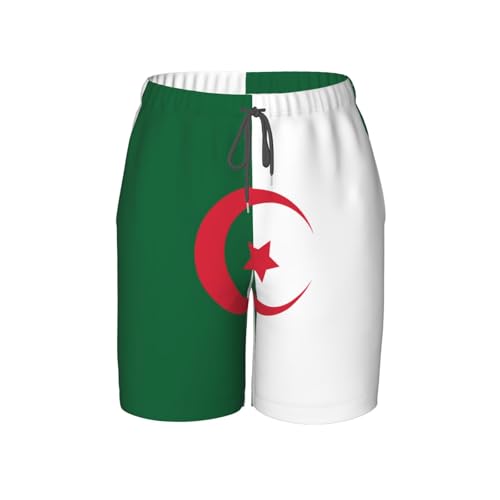 Flag of Algeria Youth Beach Pants, Soft and Breathable, with Drawstring Waist, Suitable for Sports and Leisure.