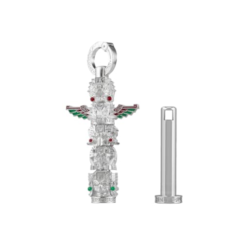 COPPERTIST.WU Mayan Totem Pendant – Handcrafted Amulet Jewelry for Men & Women, Spiritual Talisman Ancient Civilization, DIY Totem Charm for Bracelets & Necklaces (Silver)