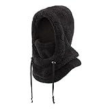 XKrmp Winter Hats for Kids Fleece Balaclava Ski Mask Adjustable Windproof Face Cover Thermal Neck Warmer for Boys Girls 3-12Y (Black)