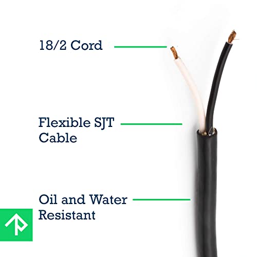 Power Tool Replacement Cord Sjt, 18 Ga Awg, 2 Wire, 6 1/2 Ft, 2 Prong, With Stripped Ends And Rubber Strain Relief Boot #TOP3