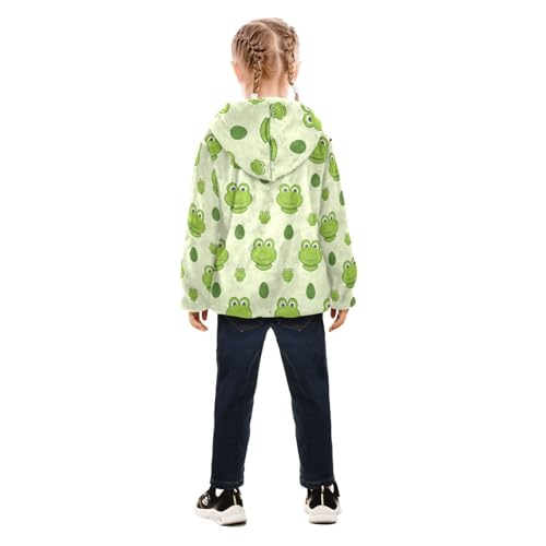 OTVEE Green Frog Pattern Kids Hoodie Jacket Fall Spring Full Zip Warm Outwear Coat4