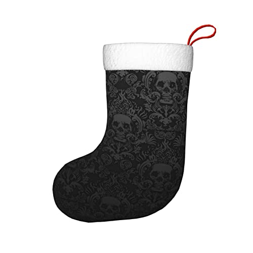 ShiHaiYunBai Gothic Black Skull Christmas Stocking, 17.7 inch Long, Plush Christmas Stocking Lovely Home Holiday Mantel Ornament Decor, One Size by ShiHaiYunBai - Image 8