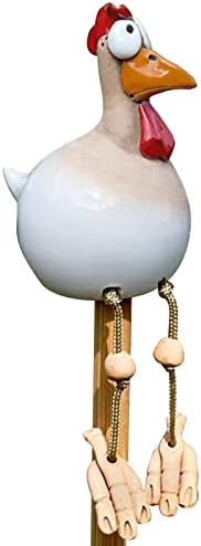 mooderf Chicken Shelf Sitter Long-Legged Hen Ornament Craft,Chicken Shelf Sitter Handicraft Ceramic Statue Suitable For Garden, Porch, Interior Decoration