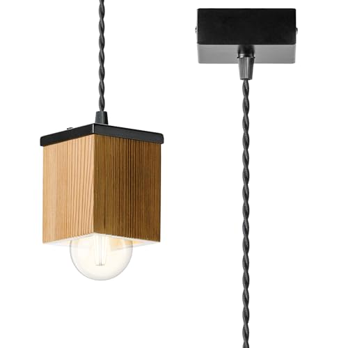 Wooden Lights WLD-GV-RW-8-10 - Lámpara colgante de techo de madera envejecida, quemada por el sol, 8 x 10 cm, madera reciclada cepillada.