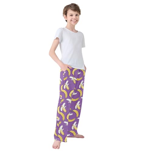 Boys' Pants Colorful Summer Banana Purple Long Bottoms Jogger Pants Elastic Waist Trousers with Pockets S-XL4