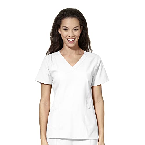 Wonderwink Womens Stylized V-Neck Top Medical Scrubs Shirt, White, Small Us #TOP8