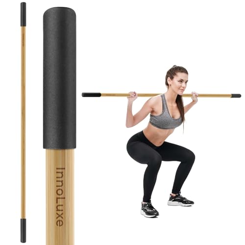 InnoLuxe Mobility Yoga Stick for Home and Gym, Natural Bamboo Yoga Stick, Stretching Stick, Premium Stretch Bar with Comfy Grips, Physical Therapy Stick, Exercise Stick for Stretching, Workout Posture Corrector Stick