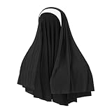 Gutol Elegante gorro de monja, tocado, velo para mujer, accesorio de disfraz para fiesta de Halloween, cosplay, blanco y negro.