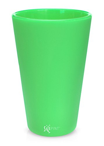 Silipint Silicone Pint Glass. Unbreakable, Reusable, Durable, and Guaranteed for Life. Shatterproof 16 Ounce Silicone Cups for Parties, Sports and Outdoors (Single, Glow-in-the-Dark Green)