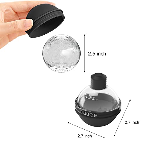 Silicone Ice Ball Molds for Whiskey - Set of 4 Round Makers with Lids for Cocktails, Bourbon, and Drinks by FOSOE - Image 2