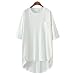 SAYM Women Oversize Pocket Open Fork Hem Long T-Shirt Tops White