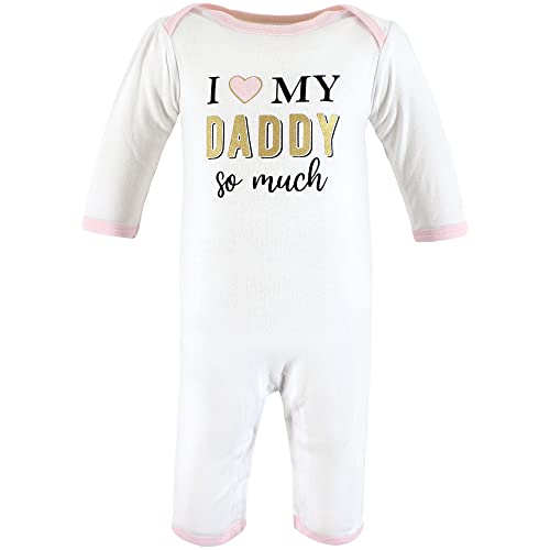 image for Hudson Baby Girls Unisex Cotton Coveralls, Daddys Princess, 0-3 Months
