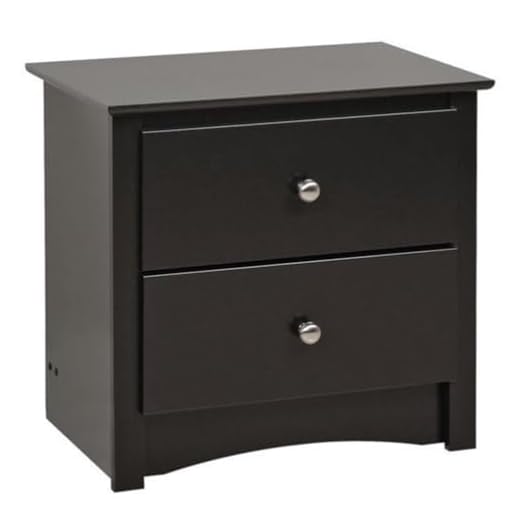 Prepac Black Sonoma 2 Drawer Nightstand