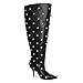 USRUNOE Wide Calf Boots for Women 3.4 Inch Stiletto Heels Knee High Pointed Toe Studded Black Pull On Fashion Tall Boots Y2K Style Comfortable