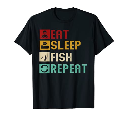 Eat Sleep Fish Repeat Unique Fishing Fisherman Cool Regalos Camiseta