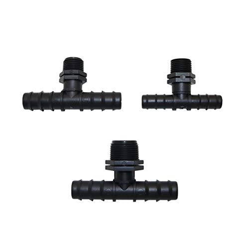 Adapter węża hydraulicznego ogrodu DN16 DN20 1/2 cala 3/4 cal Męski Barb Tee Joint Garden Water Hose Diverter 5 Kawałki narzędzi do nawadniania Drip (Color : Black)