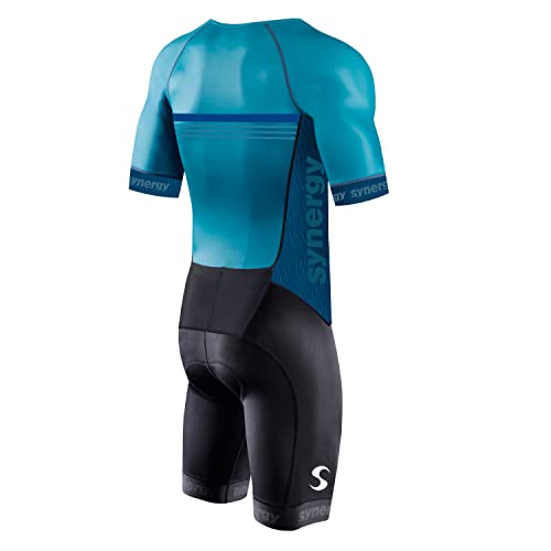 Synergy Cycling Skinsuit - Men's Pro Short Sleeve Tri Suit (Arctic, Medium) #TOP22